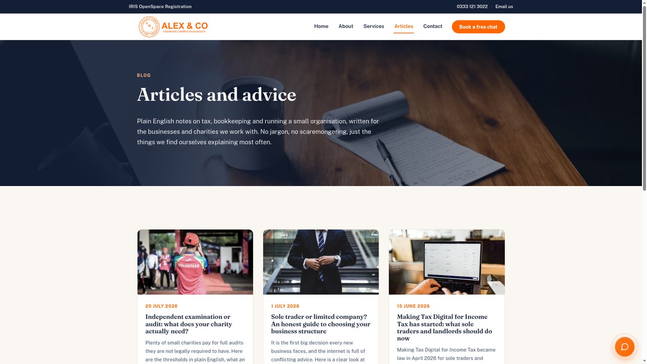 Section articles avec des conseils fiscaux et business en langage clair