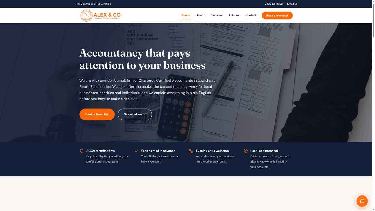 Alex and Co Accountants homepage hero